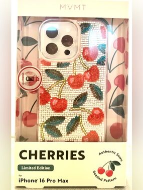 NEW CHERRIES Jeweled Beaded iPhone Cover Bling Pro max 16z MVMT Limited edition